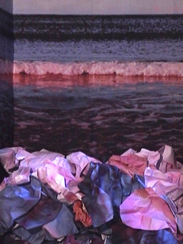 "Tsing Tang", 2008,
  installation with historical sailor's chest and historical Chinese album:
  view into the chest (detail), (Kirsten Kötter)