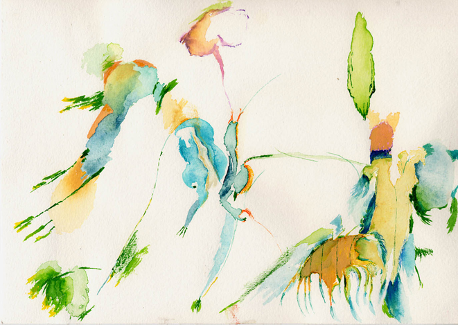 Kirsten K&ouml;tter: Indische Aquarelle, Aquarell, 18 &times; 24 cm (Ausschnitt, Detail)