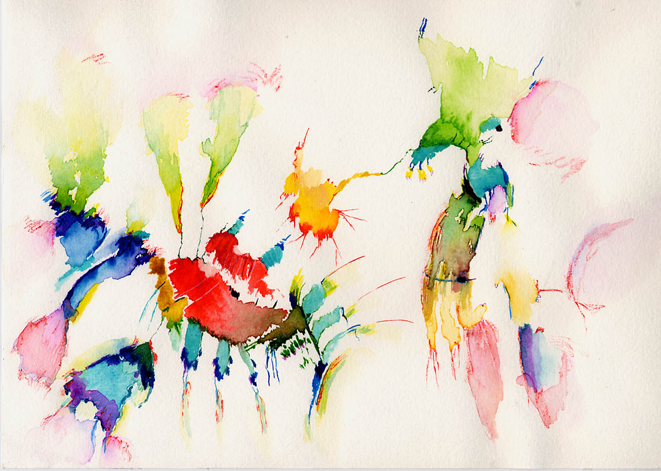 Kirsten K&ouml;tter: Indische Aquarelle, Aquarell, 18 &times; 24 cm (Ausschnitt, Detail)