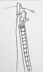 SSkizze zu Site-specific Painting, Kirsten K&ouml;tter: Im Taunusgarten, Aquarell, 30 &times; 40 cm