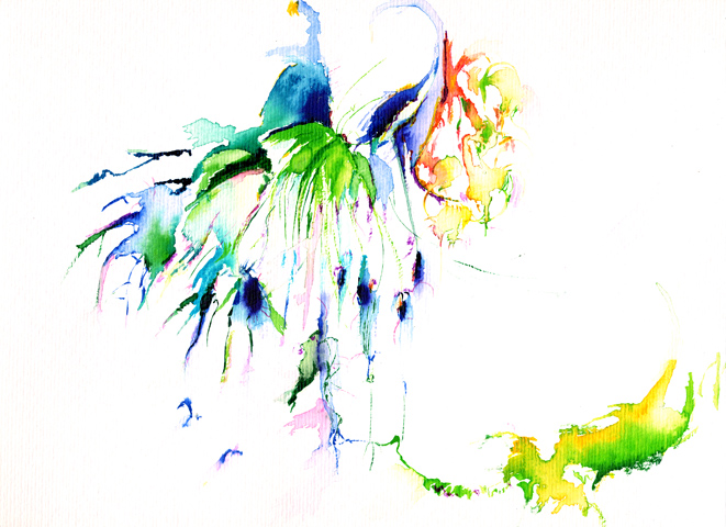 Kirsten K&ouml;tter: Site-specific painting, Malerei vor Ort, 2003, Aquarell, 24 &times; 34 cm