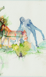 Das Pferd, das singen konnte, 18.07.2007, Aquarell, 17 &times; 24 cm, von Kirsten K&ouml;tter