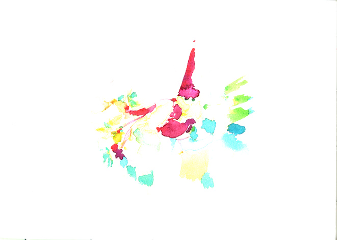 Kirsten K&ouml;tter: Site-specific Painting, Malerei vor Ort, 02.04.2012, beim Occupy-Camp in Frankfurt am Main, Aquarell, 17 &times; 24 cm