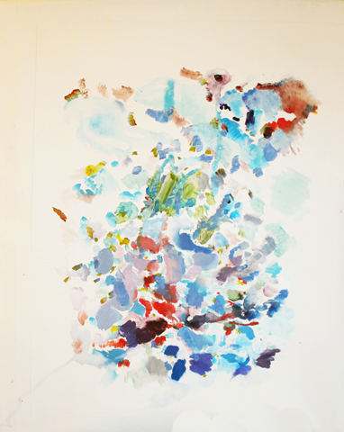 Kirsten K&ouml;tter: Sonne durch Birke, Wolken (Detail, Ausschnitt), Site-specific painting, See im Taunus, N&auml;he Wingsbach (Taunusstein), 50° N / 8 ° O50.16769° N / 8.169147° O, &Ouml;l auf Leinwand, 90 x 80 cm