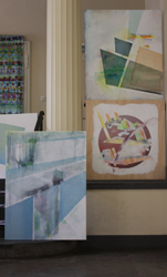 Installation Malerei, 27.-29.06.2014, Kunstfestival 48-Stunden Neuk&ouml;lln Berlin, Albert-Schweitzer-Schule Berlin: Installation gesamt von Kirsten K&ouml;tter