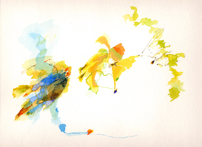 Kirsten K&ouml;tter, Malerei vor Ort / Painting Site specific: 59° N / 26° O (Serie: NordNordOst), K&auml;smu, 06.07.2003, Aquarell, 30 &times; 40 cm