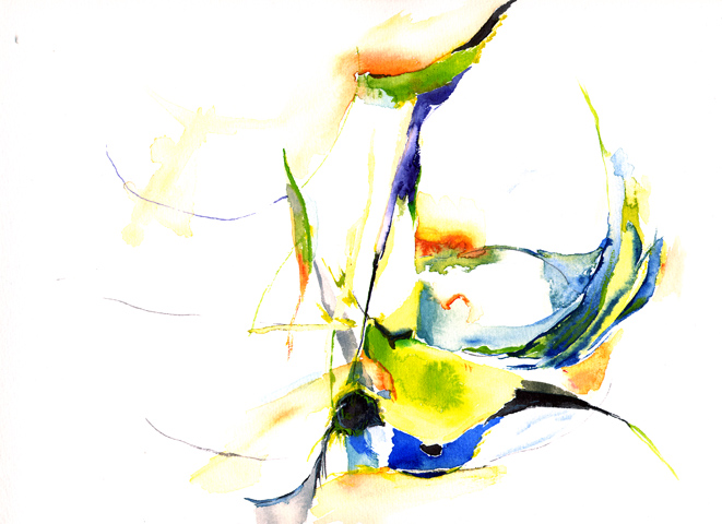 Kirsten K&ouml;tter: Site-specific painting, Malerei vor Ort, 1994, Aquarell, 24 &times; 32 cm