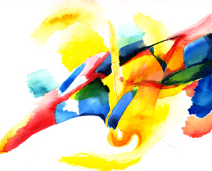 Site-specific painting, Malerei vor Ort, um 1995,  Aquarell, 24 &times; 32 cm von Kirsten K&ouml;tter