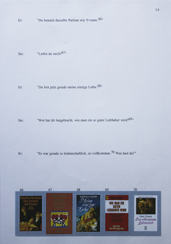 Kirsten K&ouml;tter: 'Liebst du mich?', Buch, 19 Seiten mit 100 Buchcovern, Audiovisuelle Performance mit Franz Klee und Christoph Kolb ('Dein Hackfleisch'), 1997