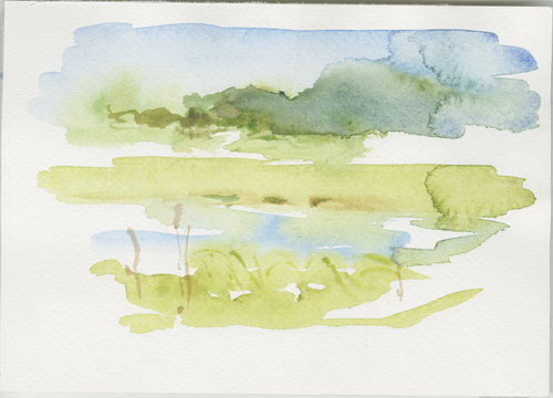 2015-07-11_52-580097_14-747973_warthe-skizze-1, 
  Wartha Mouth, Poland, sketch, 17 &times; 24 cm (Kirsten Kötter)