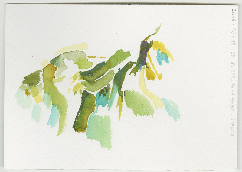 2016-08-19_39-50279_16-811650_ziegen, in the country between Pietrapaola Marina and Pietrapaola Paese (Italy, Calabria), watercolour, 12 &times; 17 cm (Kirsten Kötter)