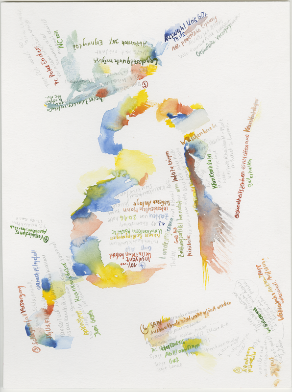 2019-03-07_ausschuss-gesundheit, committee on health, house of representatives Mainz, watercolour, 40 × 30 cm (Kirsten Kötter)