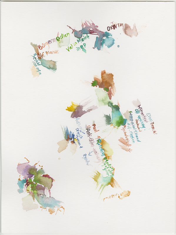 2019-03-21_ausschuss-medien-5, committee on media, digital infrastructure and Internet politics, 
  house of representatives Mainz, 
  watercolour, 30 × 40 cm (Kirsten Kötter)