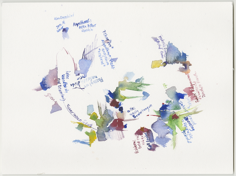 kirsten-koetter_2019-05-07_rp_st1_13-00_14-00_alex-rosenblatt_algorithmus-boss, 
  watercolour, 24 × 32 cm (Kirsten Kötter)