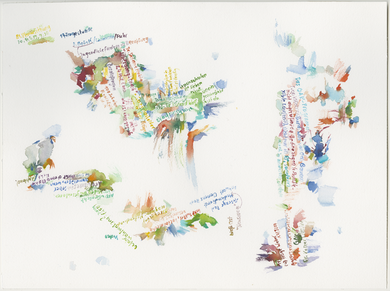 kirsten-koetter_2019-05-16_plenarsitzung-1, 
  plenary session Landtag (German state parliament) Rheinland-Pfalz, Mainz, 
  watercolour, 30 × 40 cm (Kirsten Kötter)