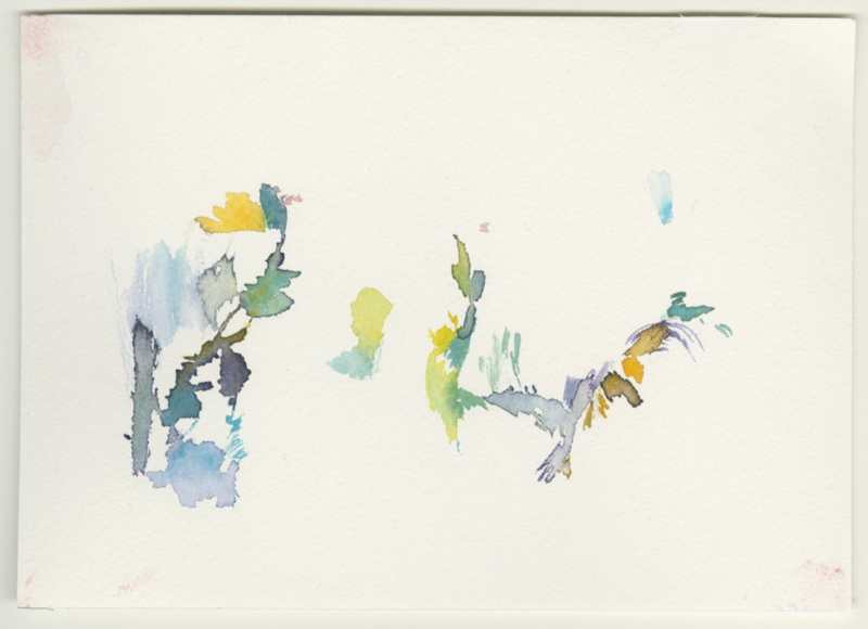 2022-01-06_budenheim-wiese-n-krappen-ueberschwemmung-voegel, watercolour, 17 &times; 12 cm (Kirsten Kötter)